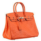 Hermes Birkin 35 Bag Ostrich Leather Orange