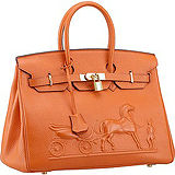 Hermes Birkin 35 Bag Horse Embossed Orange