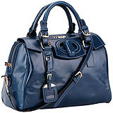 Prada Saffiano Shoulder Strap Bowler Bag Blue