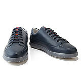Prada Grey Leather Trim Base Blue Leather Sneakers